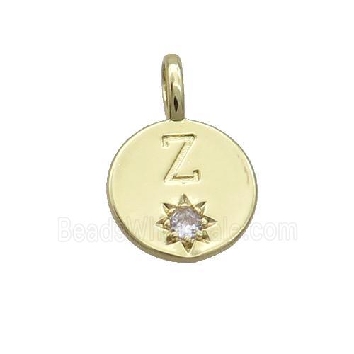 Copper Circle Pendant Pave Zircon Z-letter Gold Plated