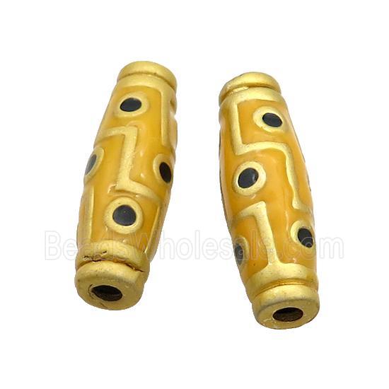 Copper Rice Beads Yellow Enamel Large Hole Gold Plated