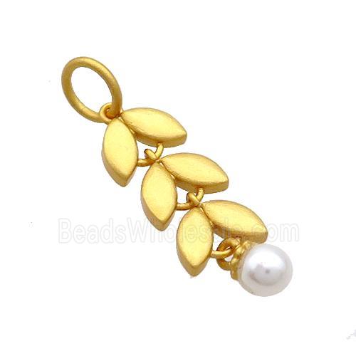 Copper Flower Pendant Pearlized Plastic 18K Gold Plated