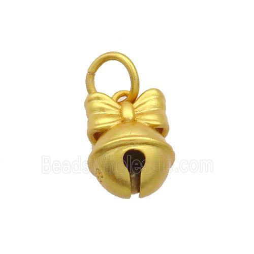 Copper Bell Pendant Bowknot 18K Gold Plated