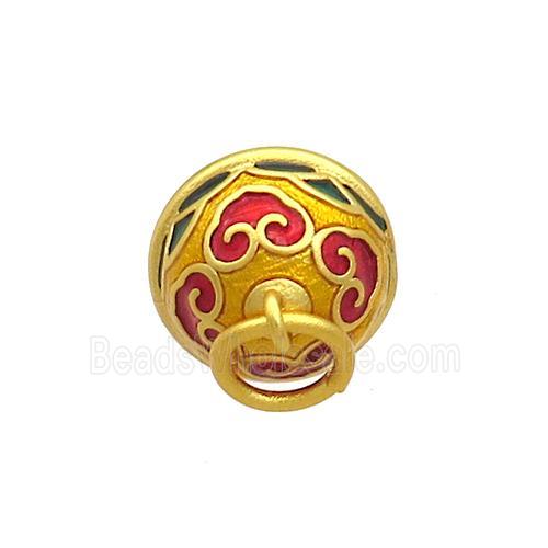 Copper Bell Pendant Enamel 18K Gold Plated