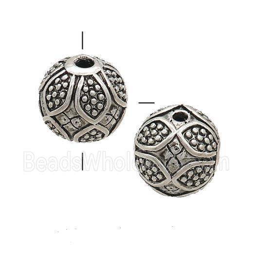 Tibetan Style Zinc Guru Beads Round THole Antique Silver