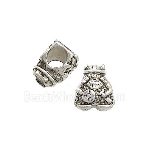 Tibetan Style Zinc Beads Housecarl Large Hole Antique Silver