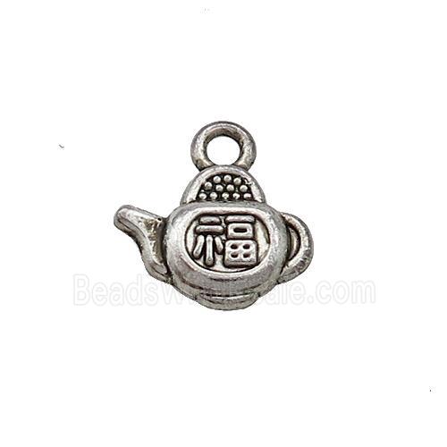 Tibetan Style Zinc Teapot Pendant Fu Antique Silver