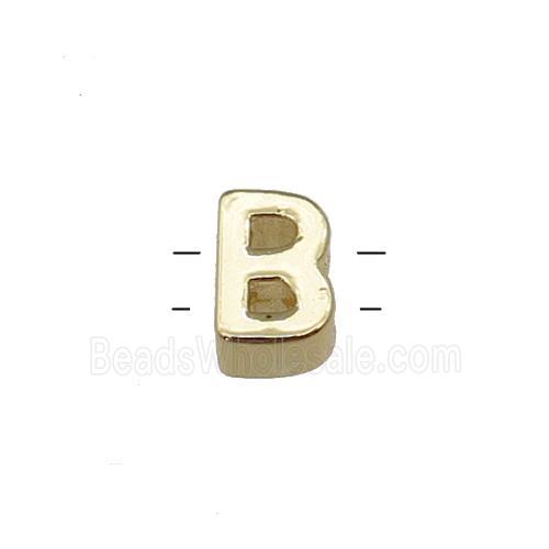 Copper Letter B Beads 2holes Gold Plated