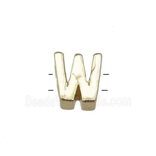 Copper Letter W Beads 2holes Gold Plated
