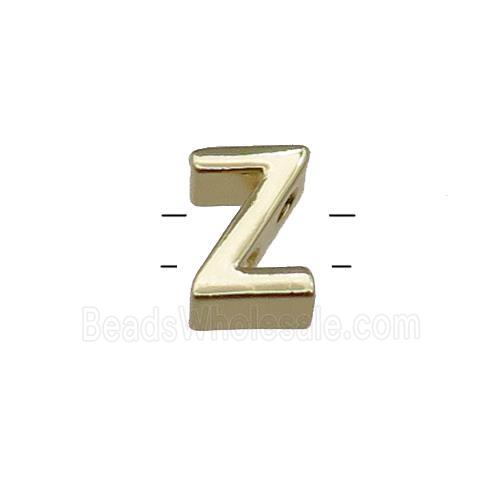 Copper Letter Z Beads 2holes Gold Plated