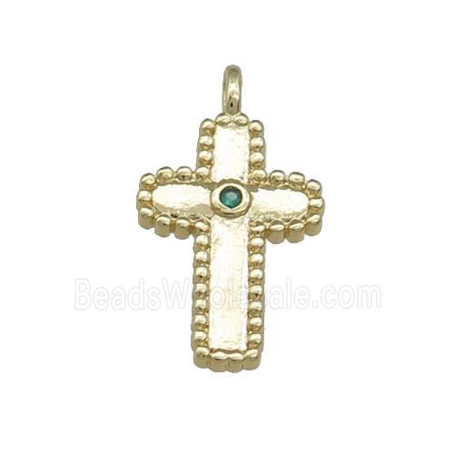 Copper Cross Pendant Pave Zircon Gold Plated