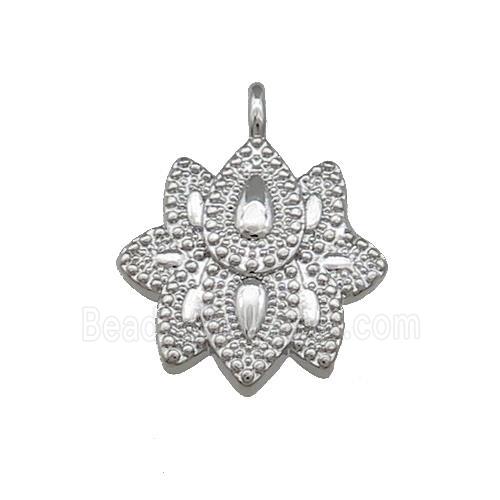 Copper Flower Pendant Platinum Plated