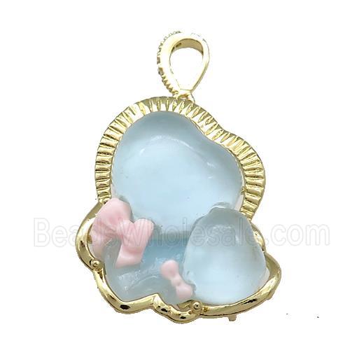 Blue Acrylic Baby Pendant Gold Plated
