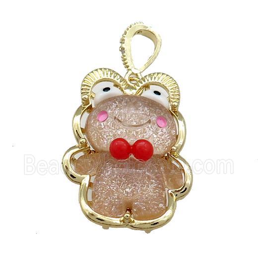 Coffee Acrylic Bear Pendant Gold Plated