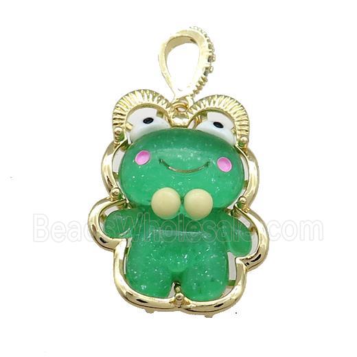 Green Acrylic Bear Pendant Gold Plated