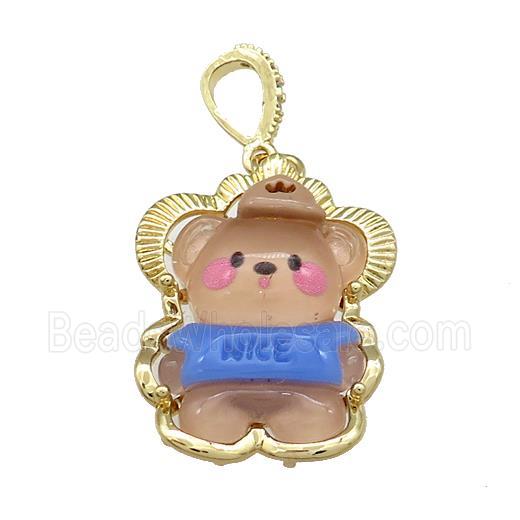 Coffee Acrylic Rabbit Pendant Gold Plated