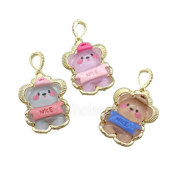 Acrylic Rabbit Pendant Gold Plated Mixed Color