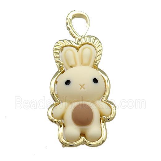 Khaki Resin Rabbit Pendant Gold Plated