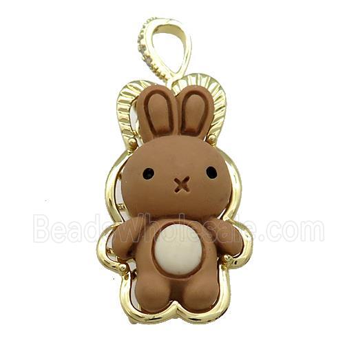 Chocolate Resin Rabbit Pendant Gold Plated