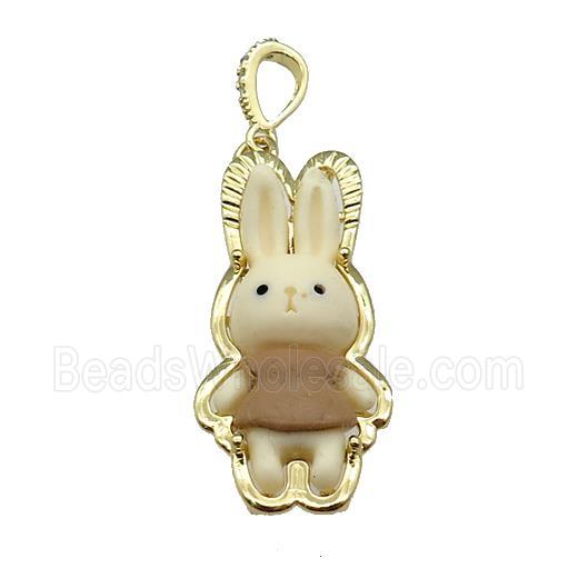 Khaki Resin Rabbit Pendant Gold Plated