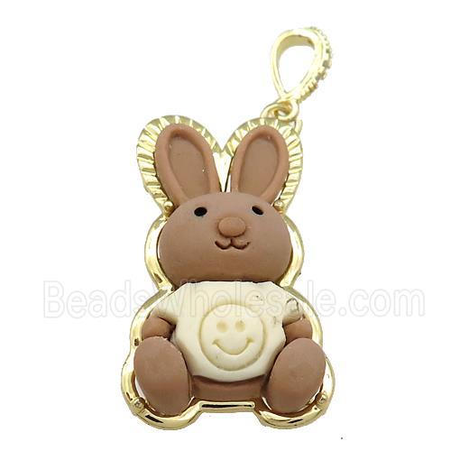 Chocolate Resin Rabbit Pendant Gold Plated