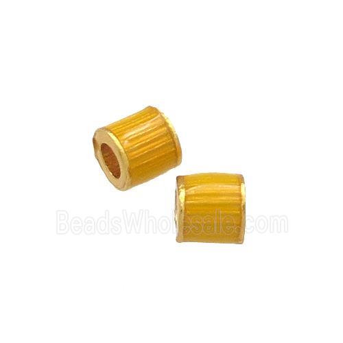 Copper Tube Beads Yellow Cloisonne Large Hole 18K Gold Plated