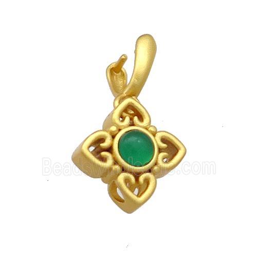 Copper Star Pendant Pave Jadeite Glass 18K Gold Plated