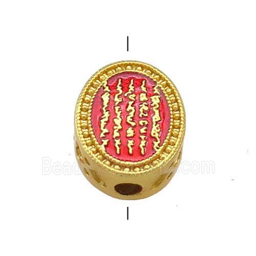 Copper Oval Beads Red Cloisonne Buddhist 18K Gold Plated