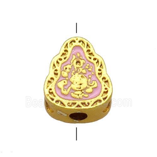 Copper Teardrop Beads Pink Cloisonne 18K Gold Plated