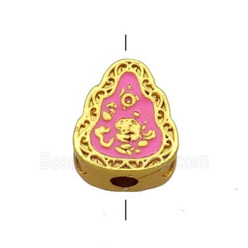 Copper Teardrop Beads Pink Cloisonne 18K Gold Plated