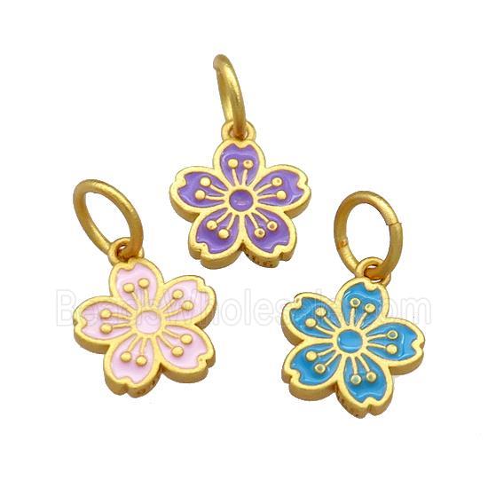 Copper Flower Pendant Cloisonne 18K Gold Plated Mixed