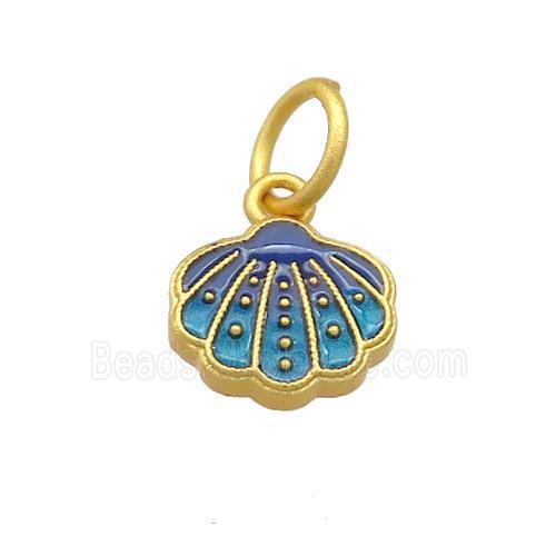 Copper Shell Pendant Multicolor Cloisonne 18K Gold Plated