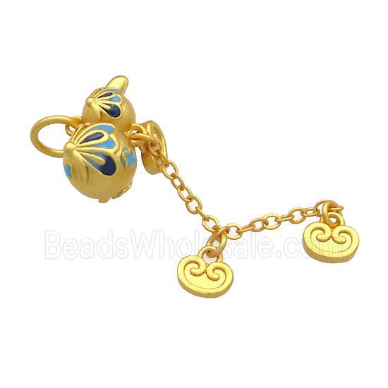 Copper Flower Pendant Multicolor Cloisonne 18K Gold Plated