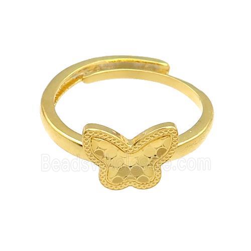 Copper Butterfly Rings Unfade Adjustable 18K Gold Plated