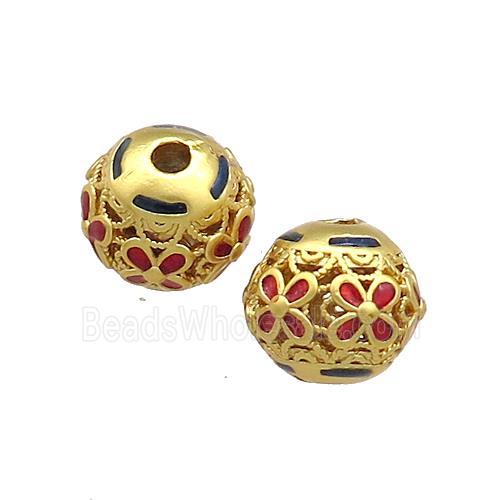 Copper Round Beads Painted Gold Plated