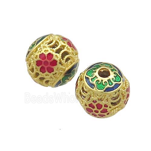 Copper Round Beads Painted Gold Plated