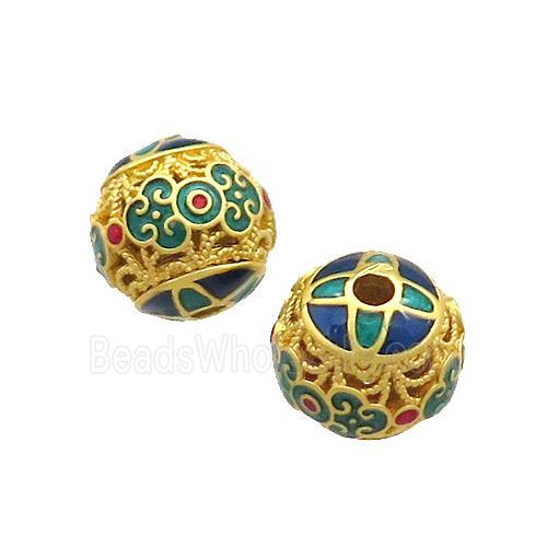 Copper Round Beads Painted Gold Plated