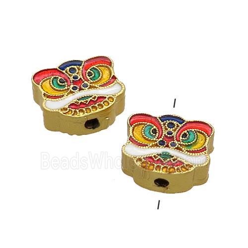 Copper Tiger Beads Multicolor Painted Gold Plated