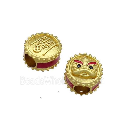 Copper Tiger Beads Painted Large Hole Gold Plated