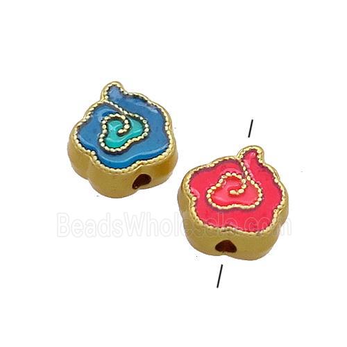 Copper Cloudy Beads Multicolor Painted Gold Plated