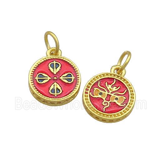 Copper Circle Pendant Painted Gold Plated