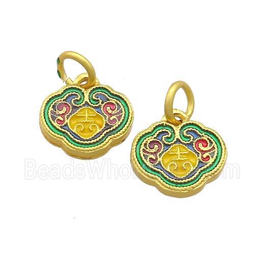 Copper Talisman Pendant Multicolor Painted Gold Plated