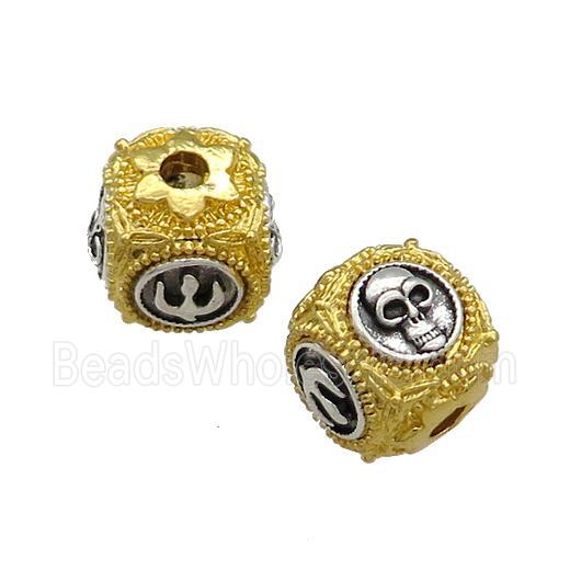 Copper Cube Beads Skull Antique Silver Gold