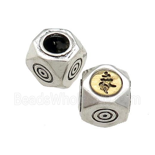 Tibetan Style Chinese Lucky Beads Copper Cube Antique Silver Gold