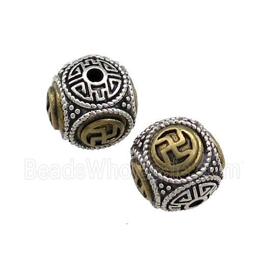 Tibetan Style Copper Round Beads Buddhist Antique Silver Bronze