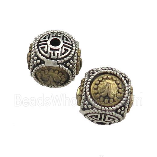 Tibetan Style Copper Round Beads Buddhist Prayer Antique Silver Bronze