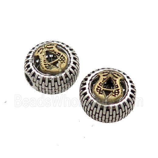 Tibetan Style Chinese Auspicious Eight Treasures Beads Coin Large Hole Antique Silver Bronze