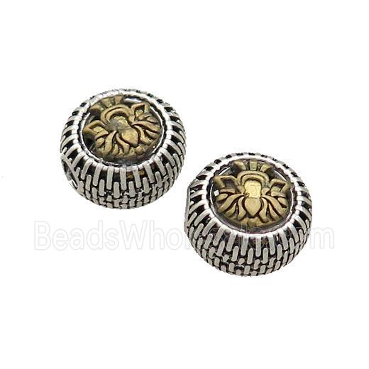Tibetan Style Chinese Auspicious Eight Treasures Beads Coin Large Hole Antique Silver Bronze