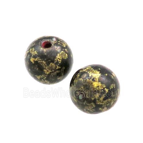 Wood Beads Black Yellow Painted Smooth Round