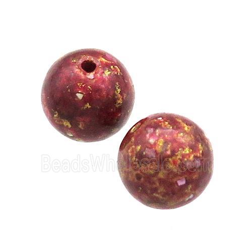 Wood Beads DarkRed Painted Smooth Round