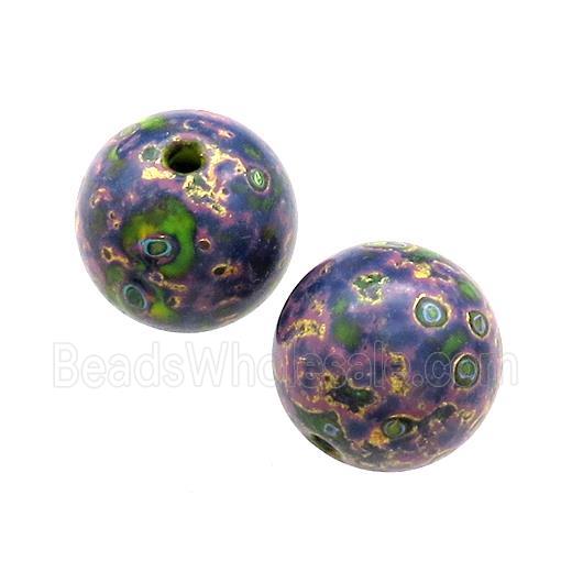 Wood Beads Purple Painted Smooth Round