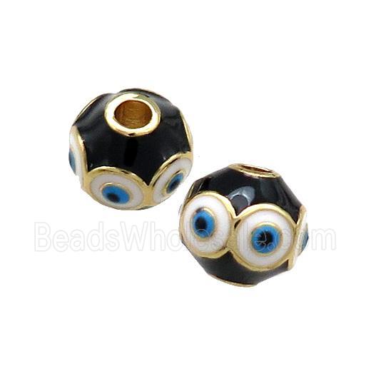 Copper Round Beads Black Enamel Evil Eye 18K Gold Plated