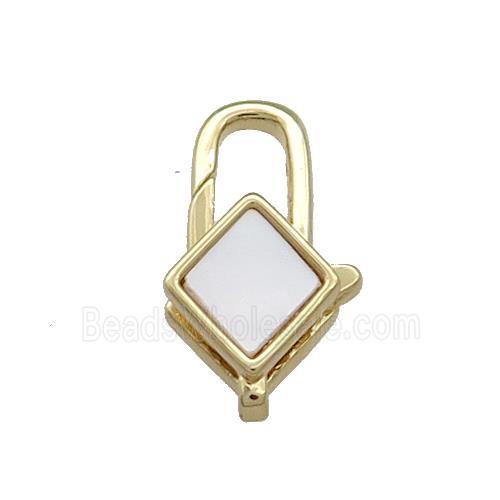 Copper Lobster Clasp Pave Shell 18K Gold